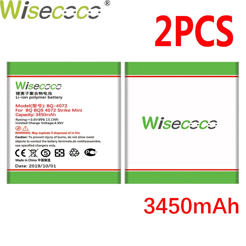 WISECOCO 2 шт. 3450 мАч аккумулятор для BQ BQS 4072 strike mini Мобильный телефон в наличии