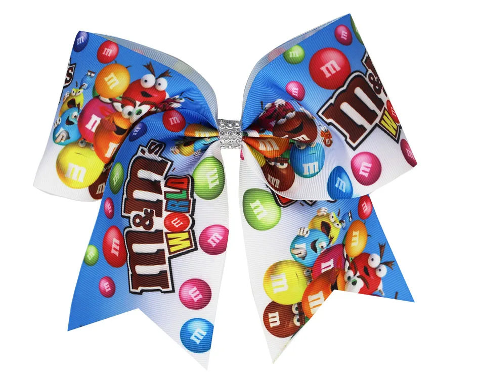 Новые 7 дюймовые банты для волос с принтом девочек эластичные ленты из полиэстера