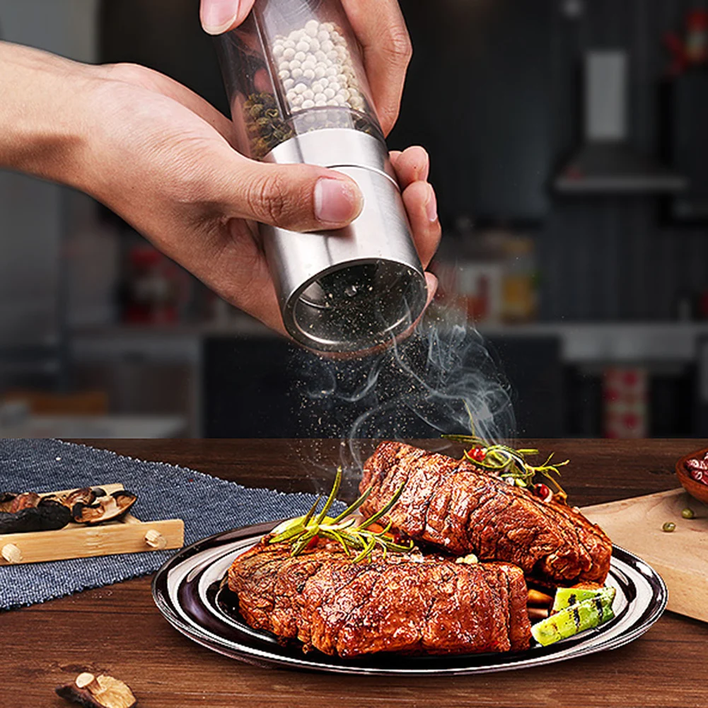 2 в 1 портативный ручной измельчитель для перца из нержавеющей стали мельница