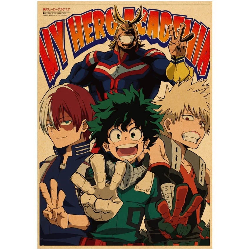 Плакат с мотивом аниме Моя геройская Академия винтажная крафт-бумага высокое