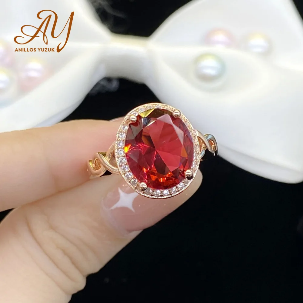 

Anillos Yuzuk 925 Sterling Silver Red Gemstones Y Ring For Women OvalCut Rings Zircon Engagement Gemstone Fine Jewelry