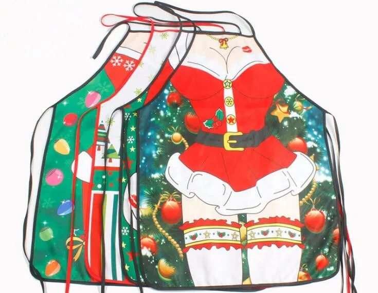 1PC Christmas Printing Aprons Fashion Elves Apron Whimsy Novelty Gift Kitchen Chef Waiter Cook QA 262