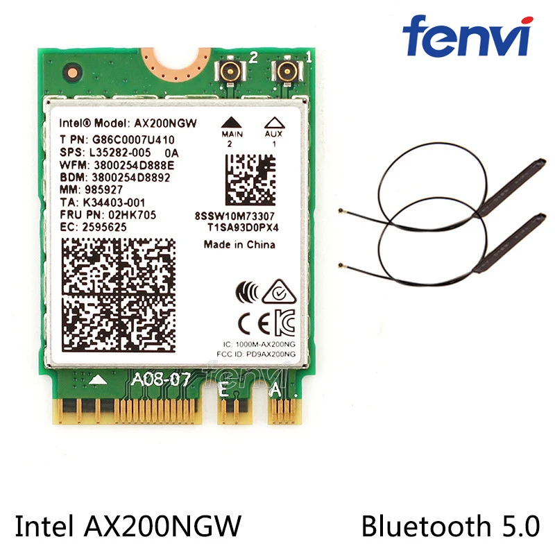 Двухдиапазонная 802.11ax для WIfi 6 Intel AX200 NGFF Wifi беспроводная карта AX200NGW MU-MIMO 5 ГГц до 2,4 Гбит/с Wifi+ BT 5,0 с антеннами