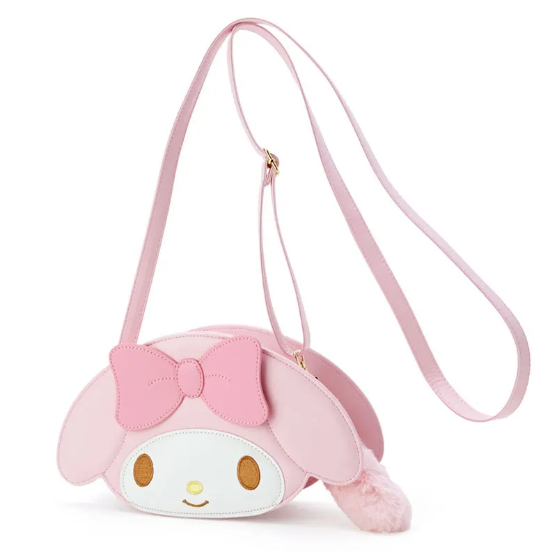 Cute Kawaii Small Crossbody Bags for Women Anime Plush Tail Dog Bunny Cat Head Shape Messenger Bag Ladies Leather Pink Sling Bag images - 6