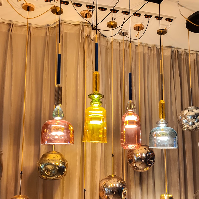 

Nordic Glass LED Pendant Lights Coloful Pendant Lamp Home Decoration Hanglamp Living Room Hanging Lights Dining Room Indoor Lamp