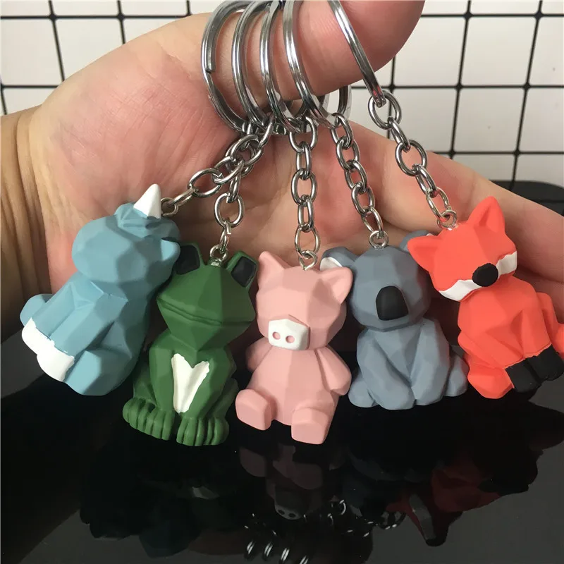 Мультяшные Геометрические Животные лягушка брелок Розовый Свинья лиса брелоки
