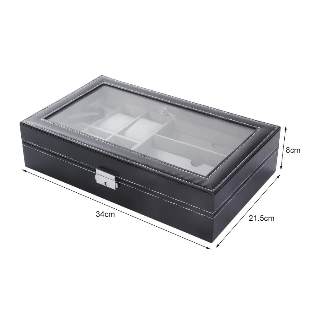 

2/6/10/12 Girds Leather/Carbon Fiber Luxury Watch Box Jewelry Storage Box Organizer for Rings Bracelet Display Holder Cases