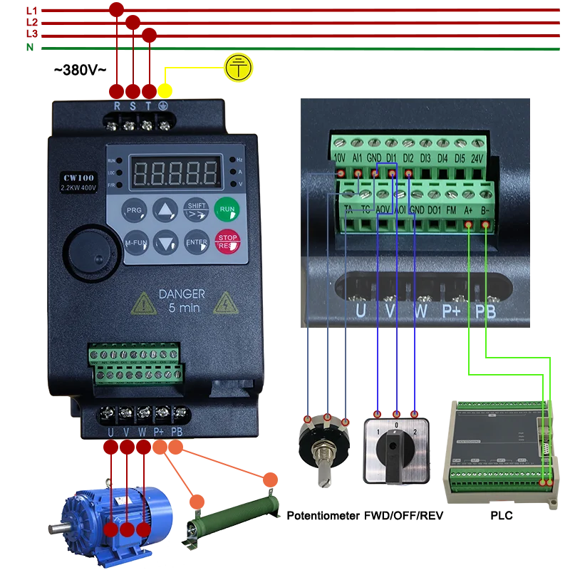 380 кВт в привод переменной частоты 3 фазы вход Ph выход 2HP экономичный маленький VFD