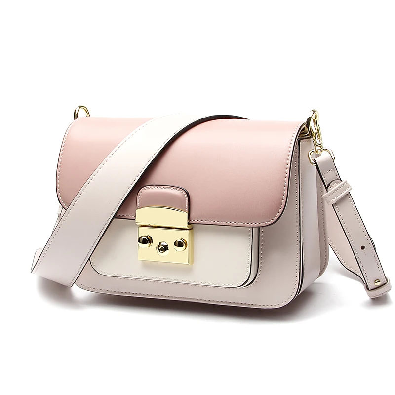 Сумка кросс боди Женская из экокожи маленький мессенджер розового/белого цвета