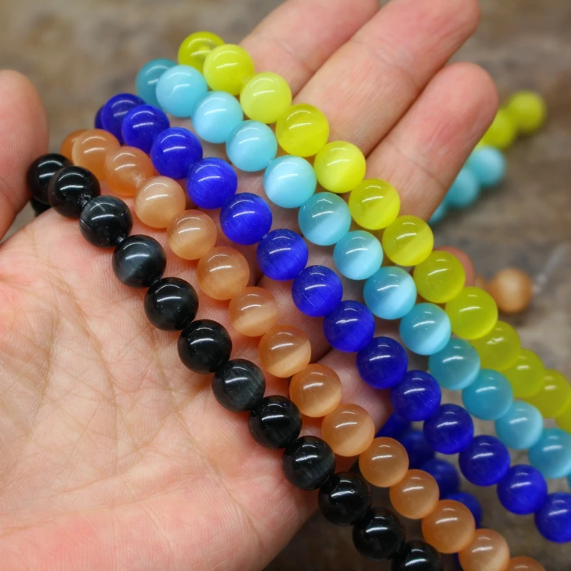 Новинка: белый розовый фиолетовый! Опаловые бусины кошачий глаз 6/8/10 /12 мм|Бусины| |