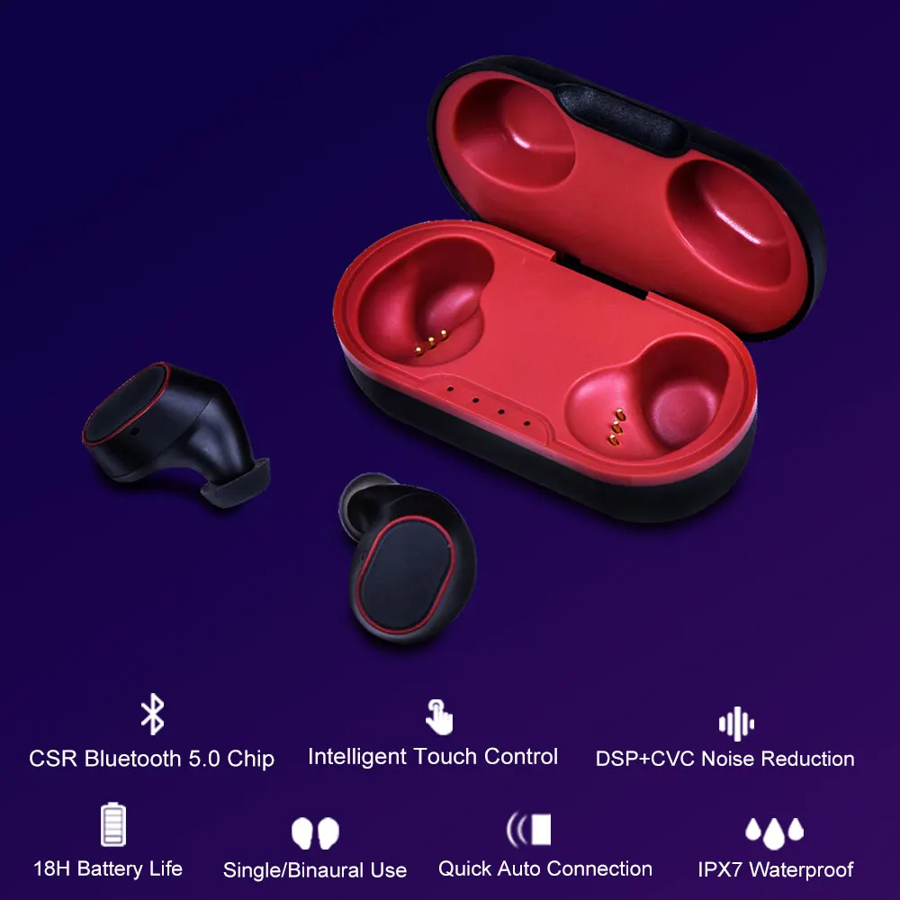 Pottnar P07 CVC8.0 шумоподавление TWS Bluetooth наушники с сенсорным управлением типа C