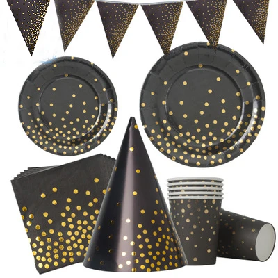 Черное золото бронзовая специальная одноразовая бумажная посуда для вечерние