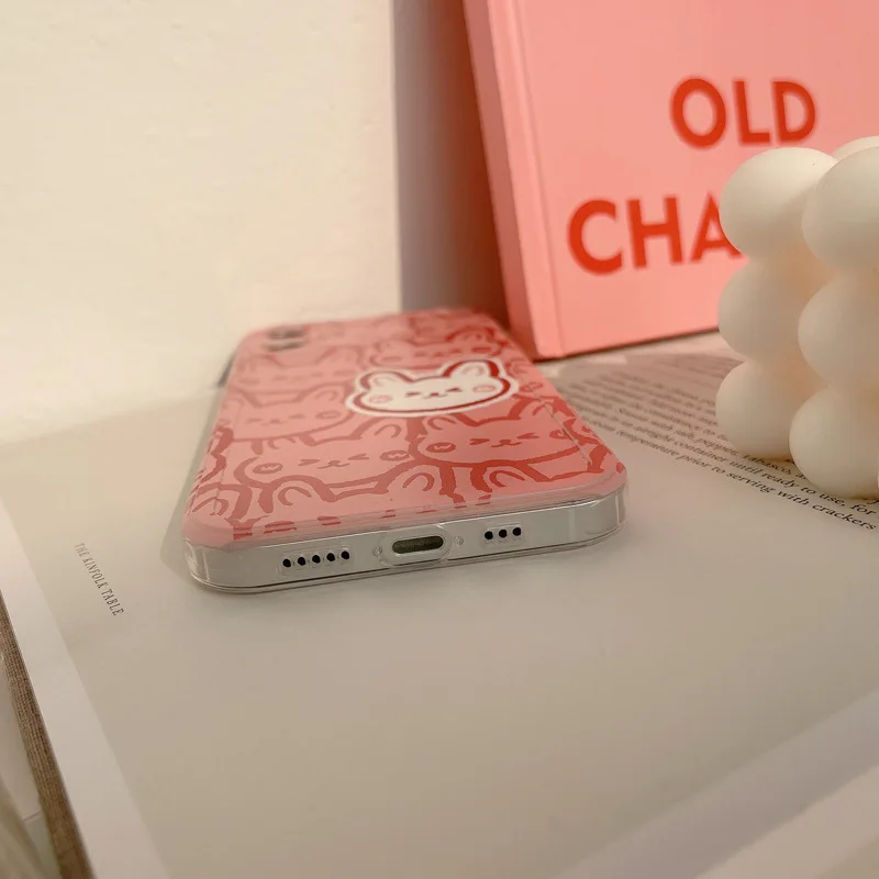 

Cartoon Cute Rabbit Apple Is Suitable for Apple 12Pro Max/iPhone11/8plus Anti-drop Transparent Frame Mobile Phone Case Wholesale