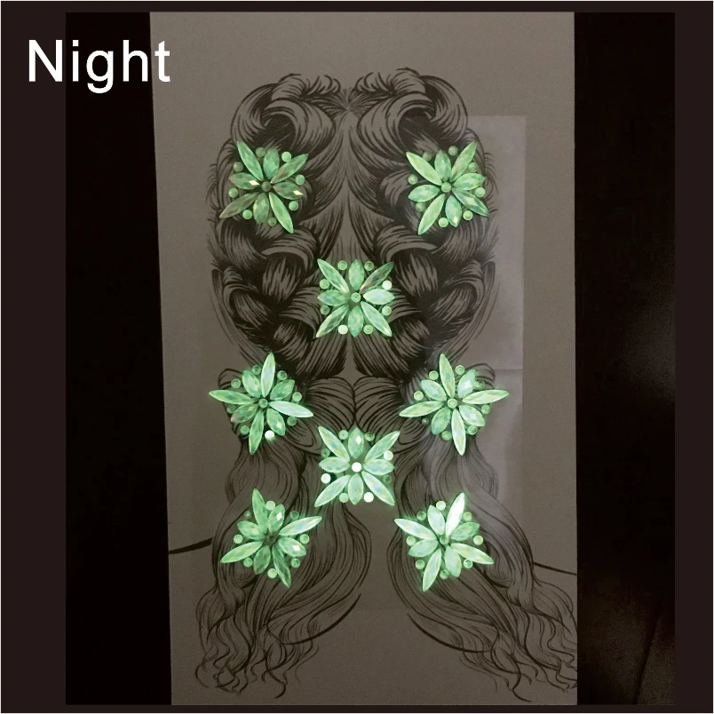 GDHJ01 1 шт светящиеся в темноте горный хрусталь украшения для тела и волос стикер