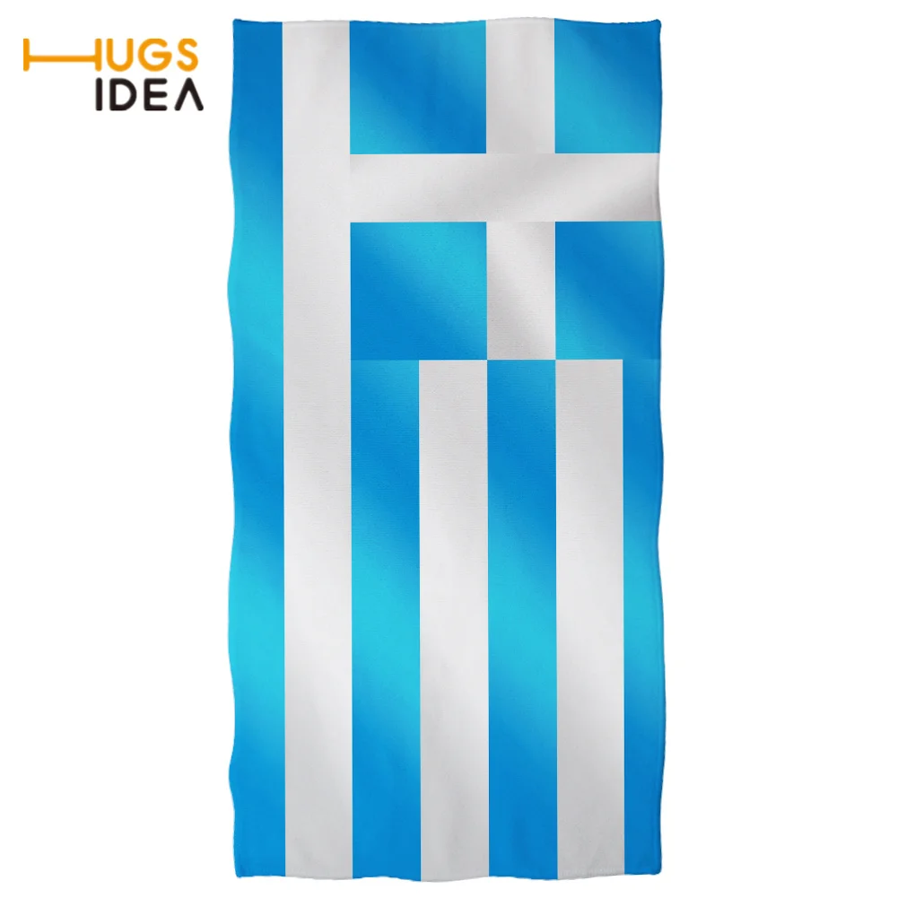 

HUGSIDEA Greece Flag Printed Warmer Soft Cotton Towel Border Cotton Bath Towels Soft Travel Bath Towel Portable Shower Towel