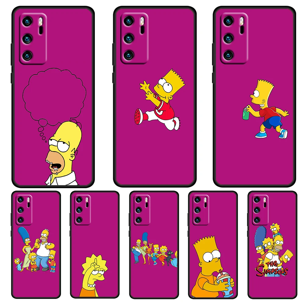 

Funny The Simpsons cartoon For Huawei P50 P40 P30 P20 Pro Plus 5G 2019 E P10 P9 Lite mini 2017 Silicone Soft Black Phone Case
