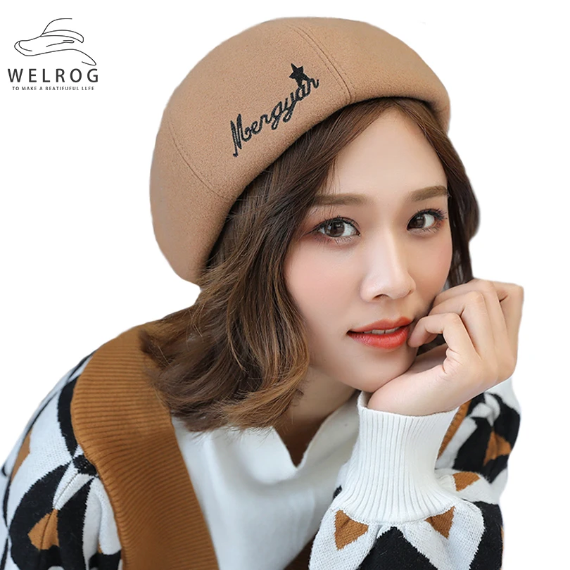 Берет WELROG с вышивкой и надписью женская зимняя шапка женские шапки из