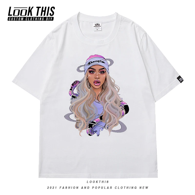 

2021 Kristen Hancher Print Harajuku Hip Hop Short Sleeve Streetwear Tee Tops Oversized t shirt Men T-shirts Summer Funny T-shirt