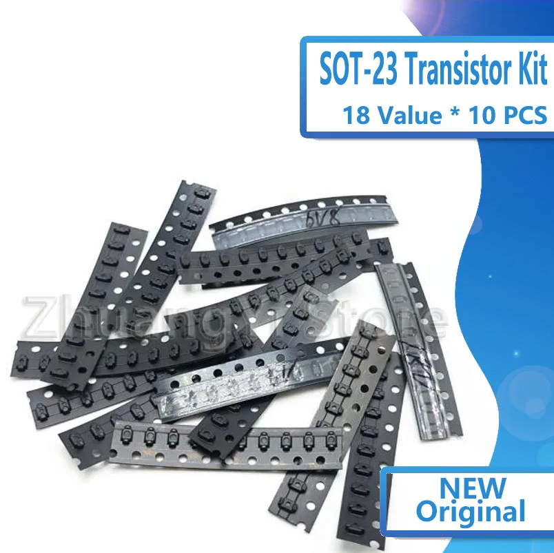 180 шт./лот СОТ 23 транзистор Kit Ассорти Комплект S9012 S9014 BAV90 BAV70 MMBT5551 18 видов SMD Триод