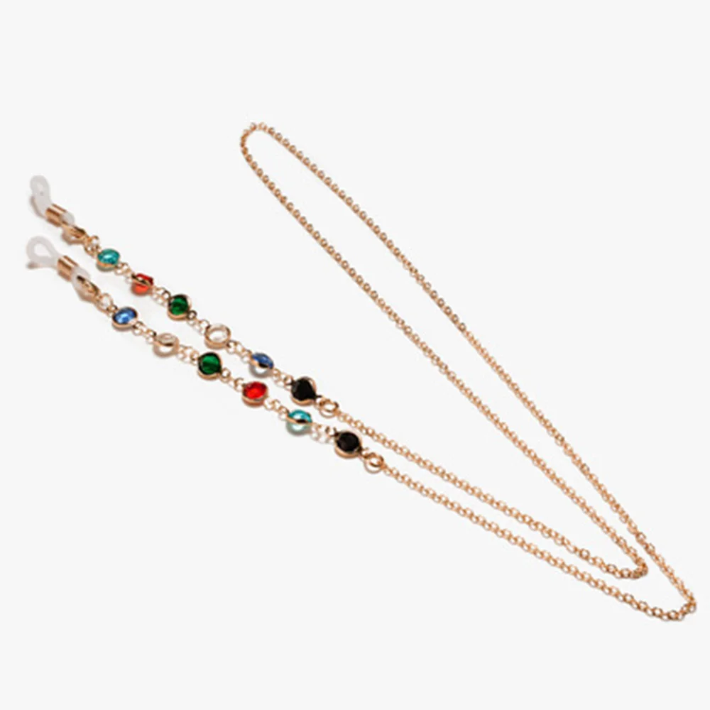 

75cm Women Masking Chain Glasses Sunglasses Colored Diamond Chain Adjustable Ends Holder Cord Neck Strap Rope Lanyards Eyewear