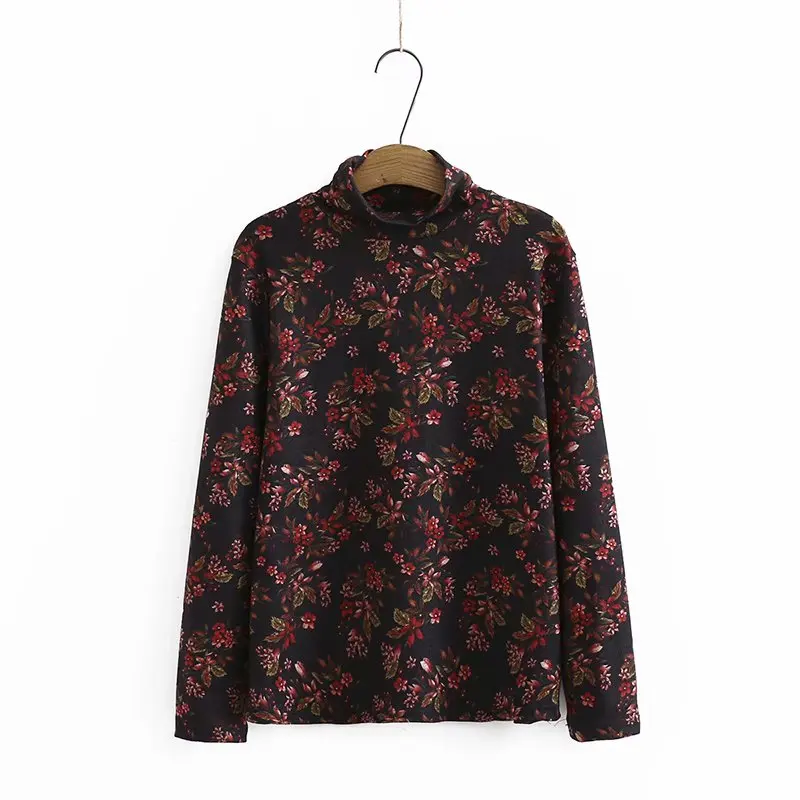 

Размера плюс XL-4XL Высокий воротник Эластичный рубашки Длинные рукава Винтаж Топы зауженного кроя