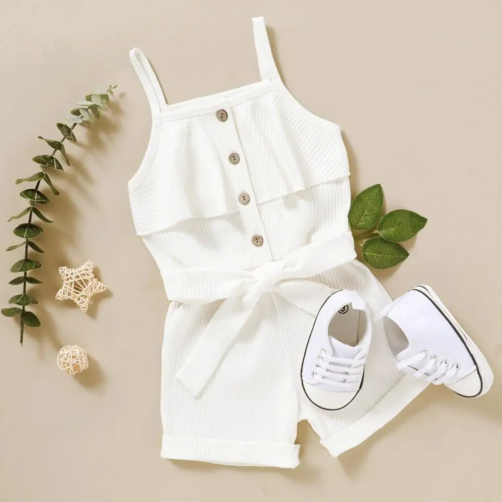 

Однобортный комбинезон на бретельках, лето хлопчатобумажная одежда без рукавов для девочек