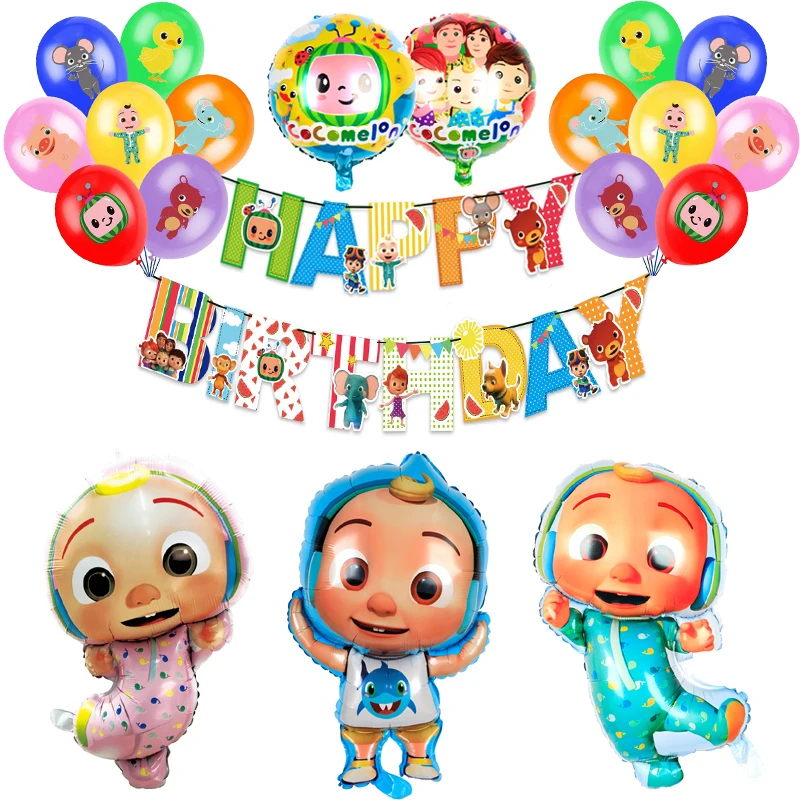 Тема Cocomelon алюминиевый шар на день рождения баннер украшение латексные шары Catoon TV