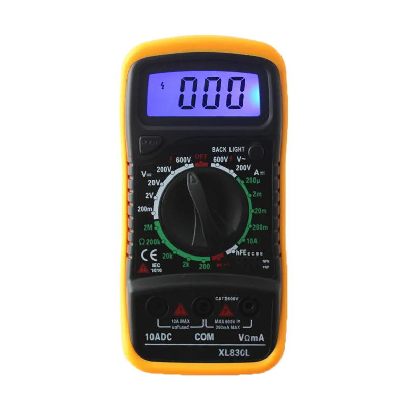 XL830L портативный цифровой мультиметр ЖК подсветка AC/DC Амперметр Вольтметр Ом