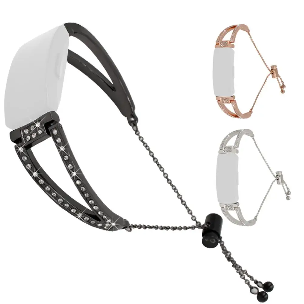 Металлический ремешок со стразами из нержавеющей стали для Fitbit Inspire HR