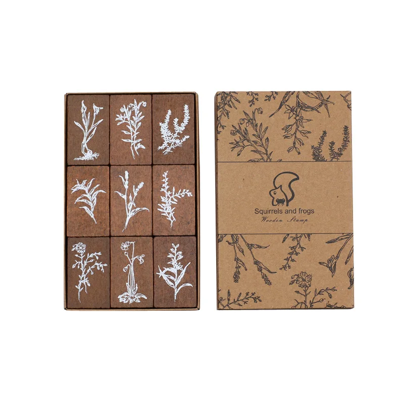 9 шт./компл. винтажное зеленое речное украшение из травы штамп деревянные