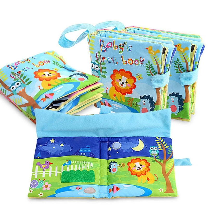 

6 Pages Baby Toys Rattles Infant Kids Early Cloth Books Learning Education Unfolding Activity Books Stereoscopic Animals New
