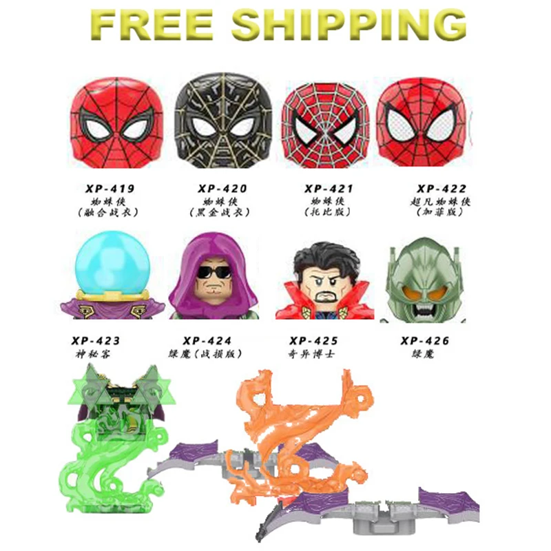 

KT1055 Супергерои Человека-паука, мини-фигурки, блоки, Доктор Странный Зеленый Гоблин, загадочные блоки, конструктор, Сборная модель, игрушка