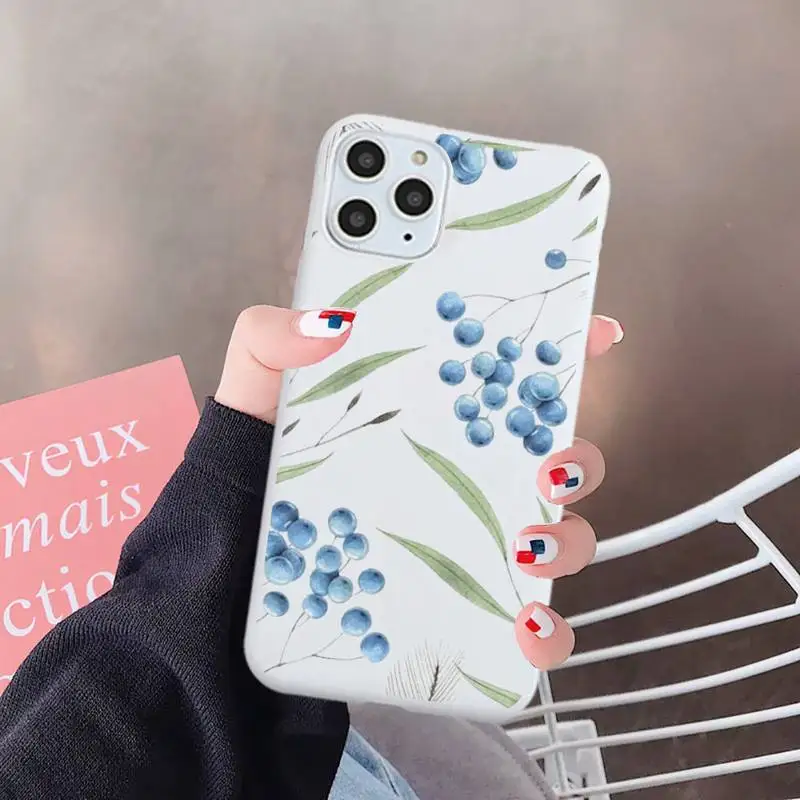 

Aesthetics Watercolor plants with flowers Phone Case Candy Color for iPhone 6 7 8 11 12 s mini pro X XS XR MAX Plus
