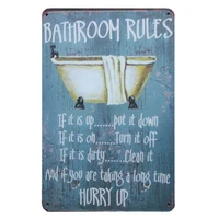 bathroom rules rustic bathroom decor retro vintage look wall tin sign 12 x 8 inch