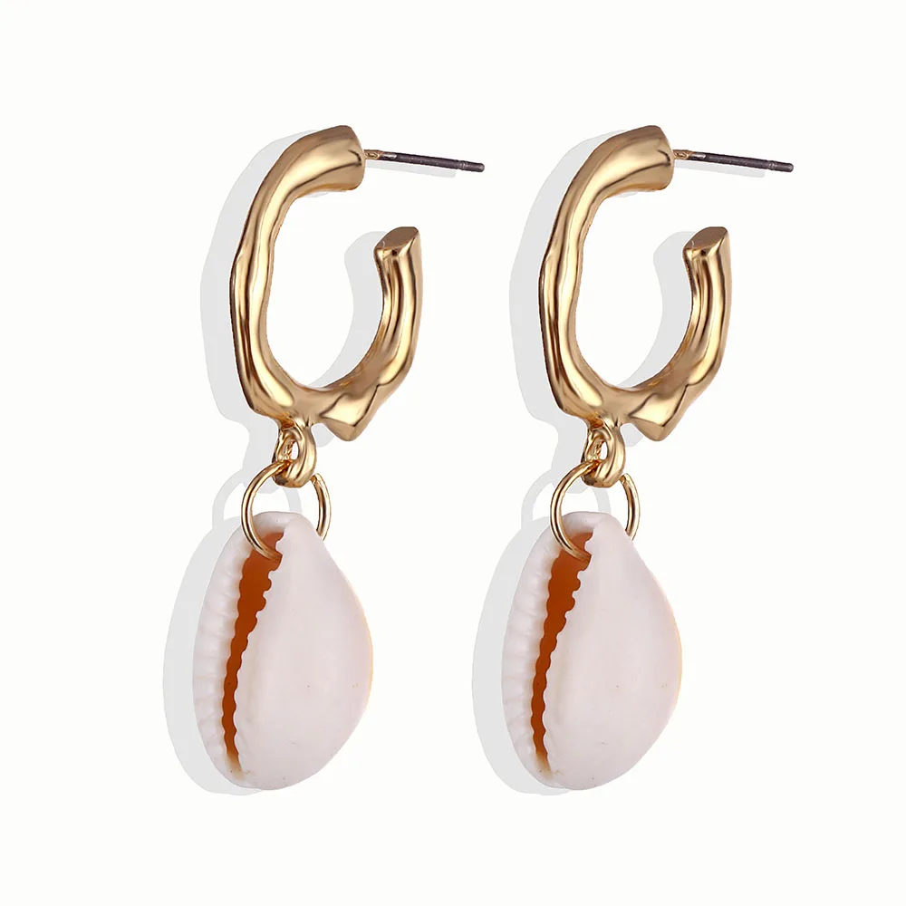 Женские серьги в виде морских ракушек Золотые серьги-подвески богемном стиле