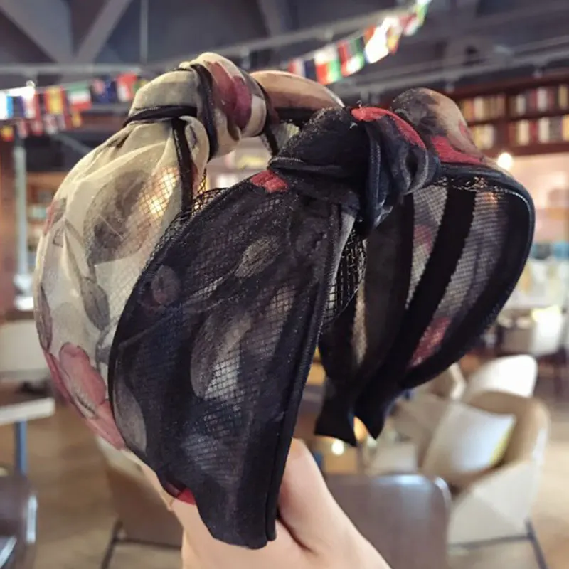 Lace Dot Hairbands Headband Cross Knot Wide Hair Hoop Band Mesh Fishnet Accessories Head Floral New |