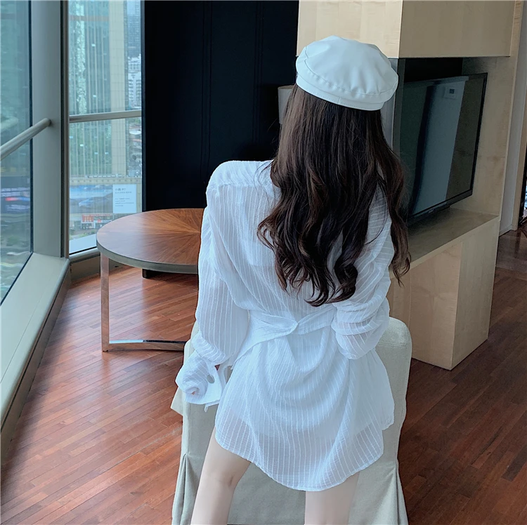 

streetwear spring autumn Korean plus size Women's Clothing fashion brand Blouses female long sleeve chiffon white loose shirts