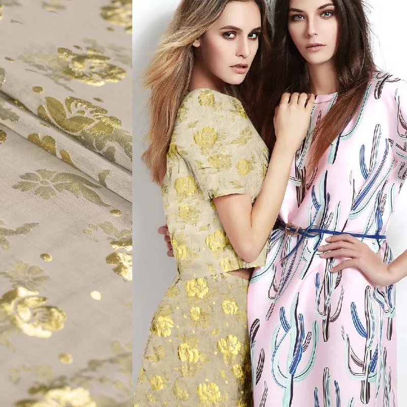 

112cm Width Gold Thread Jacquard High-End Custom Imported Silk Cloth