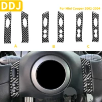 for mini cooper hatch one r50 r53 2002 2003 2004 steering wheel switch button panel cover carbon fiber sticker multiple styles