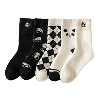 5 pair cow print socks women cute kawaii long thick warm winter socks cotton street style cycling skateboard leg warmers socken