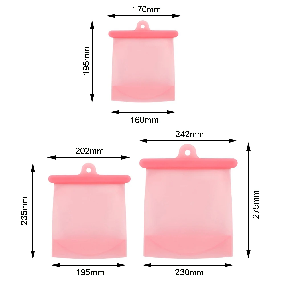 

Reusable Silicone Food Storage Bag Cooking Fresh Bag Seal Leakproof Containers For Fruit Snack Vegetables