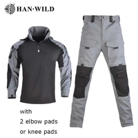 tactical military suits with pads camouflage unifrom shirtpant army combat training clothes cs tops 13 pockets