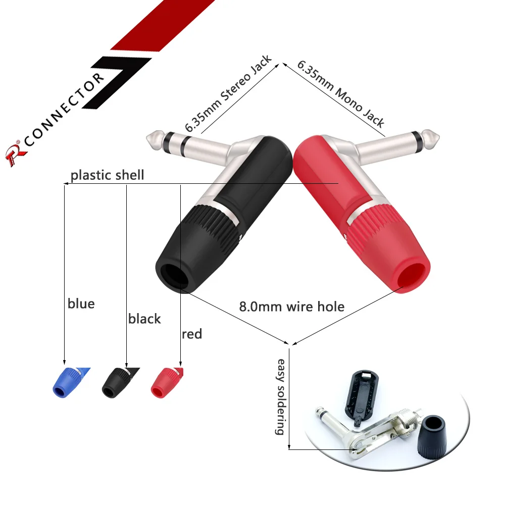 1PC 3PIN 6.35mm Jack Speaker Microphone Plug 3 Pole Mono Male Right Angle Guitar Adapter Connector | Обустройство дома