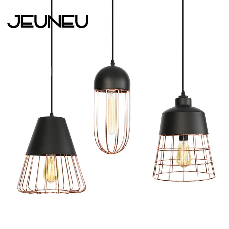 

American creative simple pendant light E27 LED rose gold hanging lamp for living room bedroom study hotel restaurant cafe store