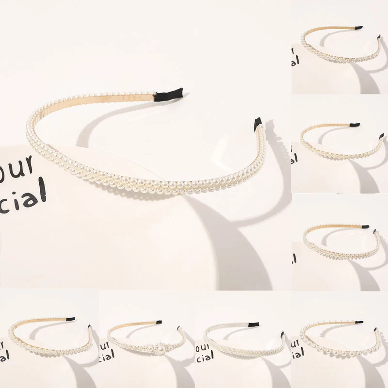 

Ободок с жемчугом Женский, элегантный обруч с жемчужинами, модный аксессуар для волос в Корейском стиле, тонкая заколка, Милая Фея