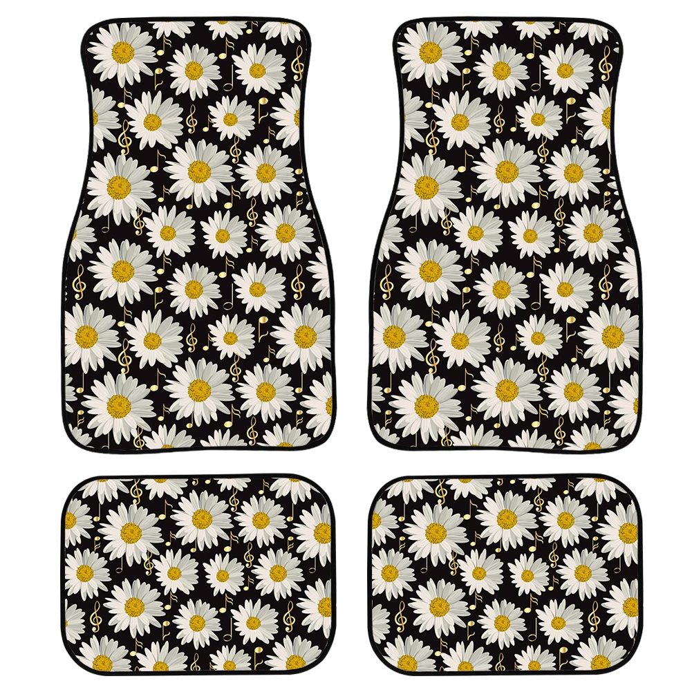 

Автомобильные аксессуары INSTANTARTS, автомобильный напольный коврик, музыкальные ноты и маргаритки, набор из 4 предметов, напольный коврик для а...