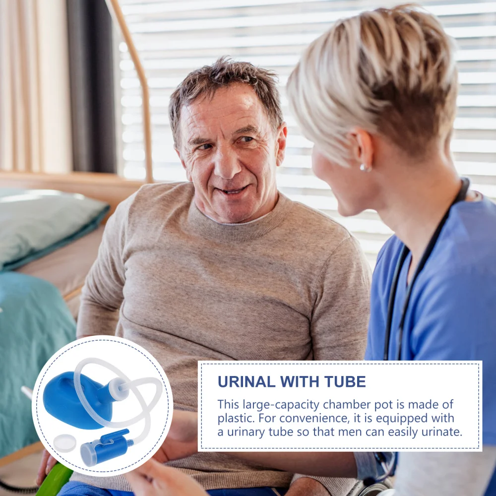 

1 Set Portable Urinary Pot Elderly Pee Bottle with Tube (White)