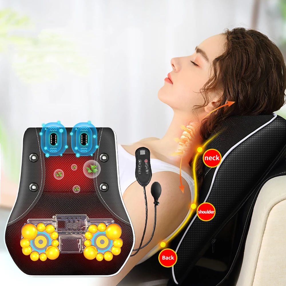 

Car Home Massage Pillow 20 Heads Parts Head Wormwood Hot Compress Vibrating Shiatsu Massager Head Shoulders Neck Body Relaxation