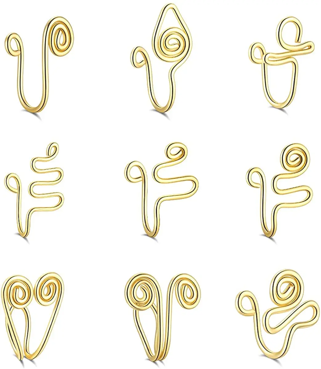 

Faux Body Piercing Jewelry Fake Piercing Nose Nails Open U-shaped African Perforation-free Nose Clip False Hole Nose Ring Female