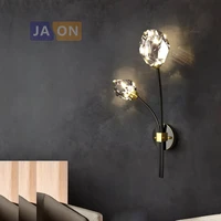 led copper black gold crystal stone designer wall lamp wall light wall sconce for bedroom corridor